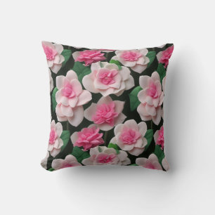 Pretty pink floral pink roses pink dahlias peonies cushion