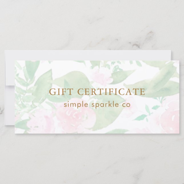 Pretty Pink Floral Print Gift Certificate (Front)