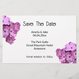 Pretty Pink Floral Save the date Card