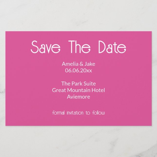 Pretty Pink Floral Save the date Card (Front)