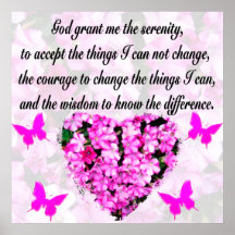 PRETTY PINK FLORAL SERENITY PRAYER