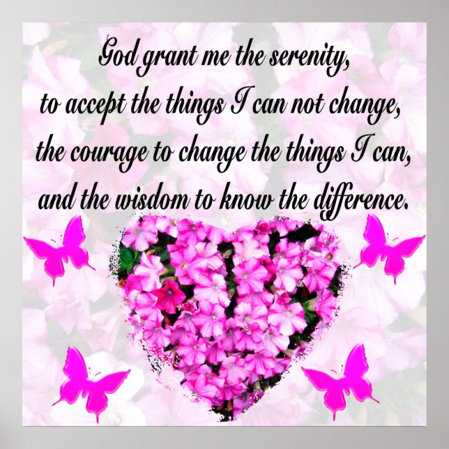 PRETTY PINK FLORAL SERENITY PRAYER POSTER (Front)