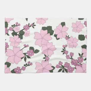 Pretty Pink Floral Tea Towel
