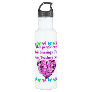PRETTY PINK FLORAL TEACHER DESIGN 710 ML WATER BOTTLE