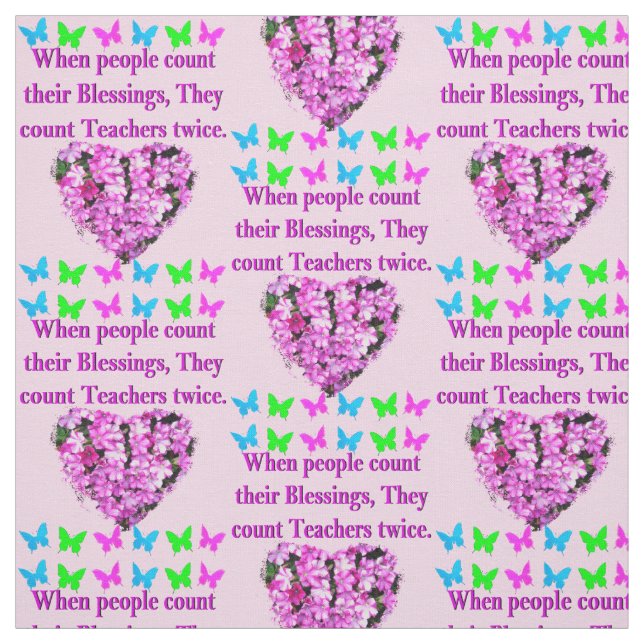 PRETTY PINK FLORAL TEACHER DESIGN FABRIC (Swatch)