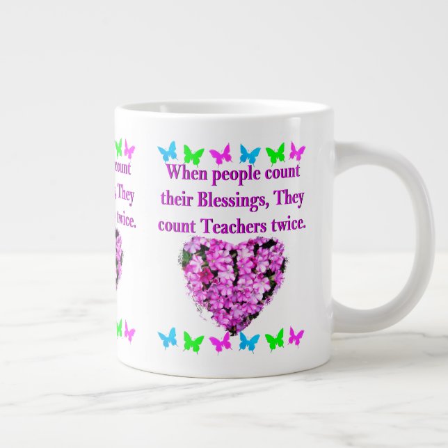 PRETTY PINK FLORAL TEACHER DESIGN LARGE COFFEE MUG (Right)