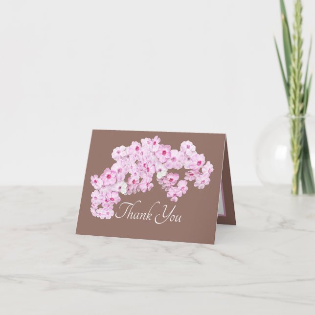 Pretty Pink Floral Thank You Botanical Flowers Card (Front)