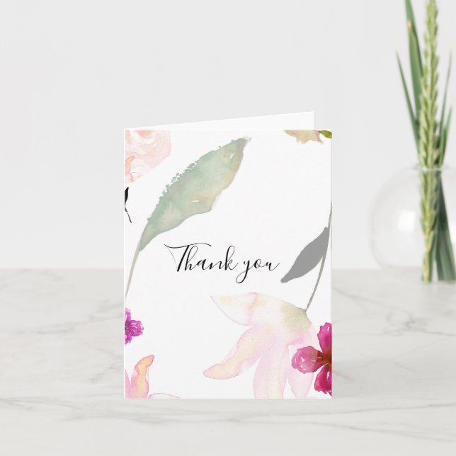 Pretty Pink Floral Thank you Card (Front)