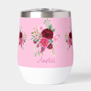 Pretty Pink Floral Thermal Tumbler