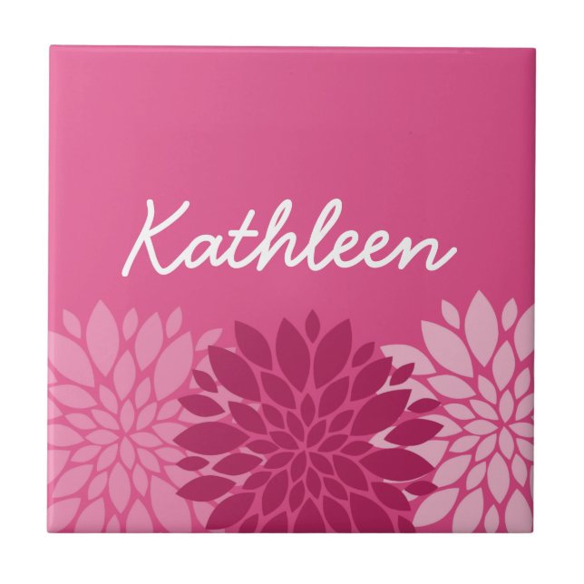 Pretty Pink Floral Trio with Name Tile (Front)