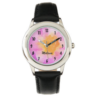 Pretty Pink Floral Watch with Personalised Name