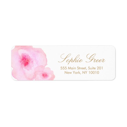Pretty Pink Floral Watercolor Flower Return Address Label