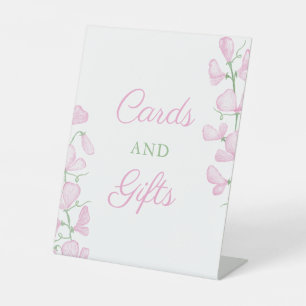 Pretty Pink Floral Wedding Shower Cards And Gifts Pedestal Sign