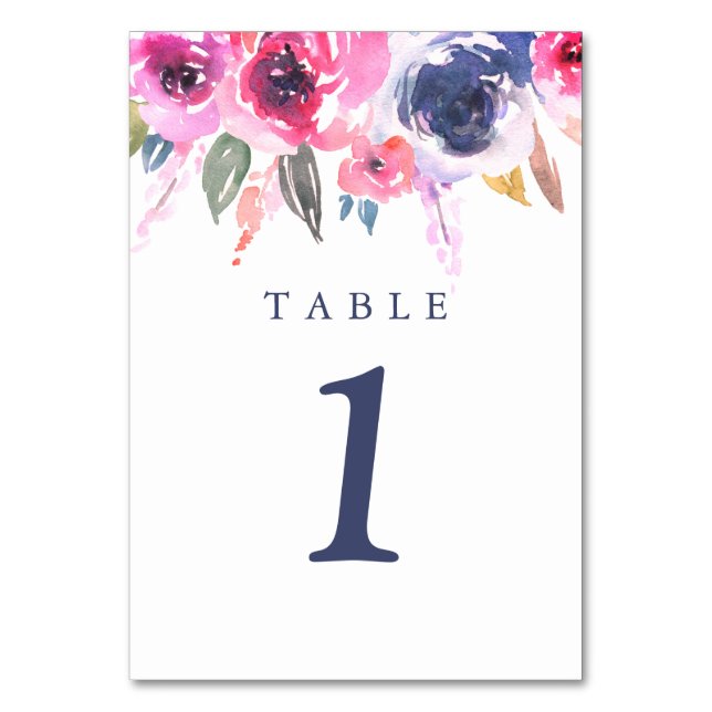 Pretty Pink Floral Wedding Table Number (Front)