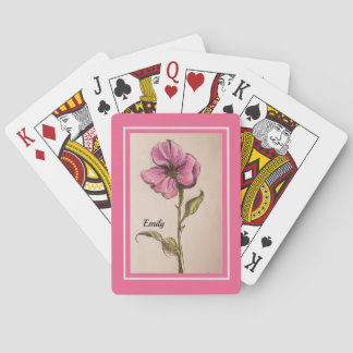 PRETTY PINK FLORAL WITH NAME PLAYING CARDS