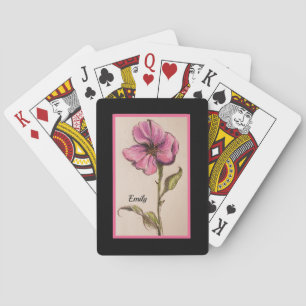 PRETTY PINK FLORAL WITH NAME PLAYING CARDS
