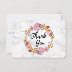 Pretty Pink Floral Wreath Thank You