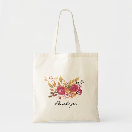 Pretty Pink Floral Wreath Tote Bag