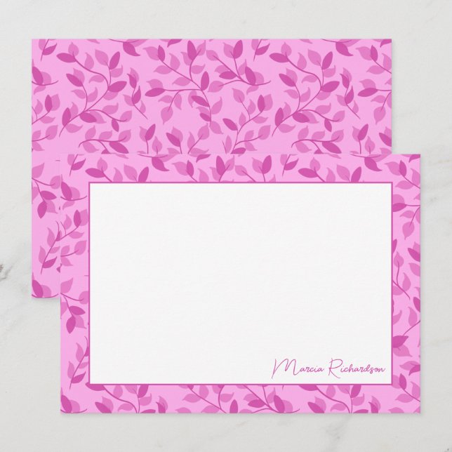 Pretty Pink Florals Modern Script Personalised Card (Front/Back)