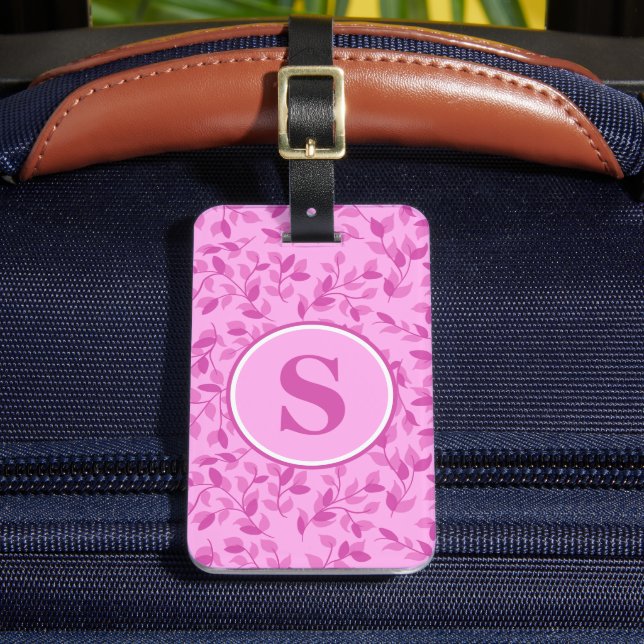 Pretty Pink Florals Monogram Personalised Luggage Tag (Front Insitu 2)