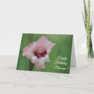 Pretty Pink Flower Art Faith Blessings Birthday Card