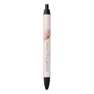 Pretty Pink Flower Black Ink Pen