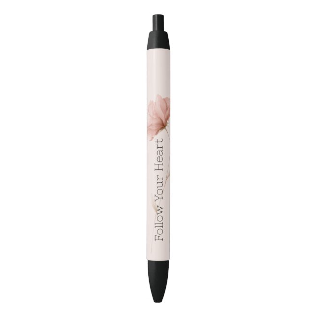Pretty Pink Flower Black Ink Pen (Front Vertical)