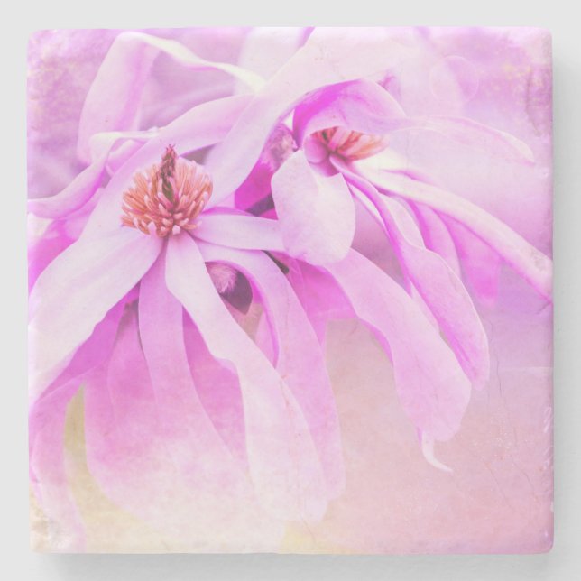 Pretty Pink Flower Blossoms Stone Coaster (Front)