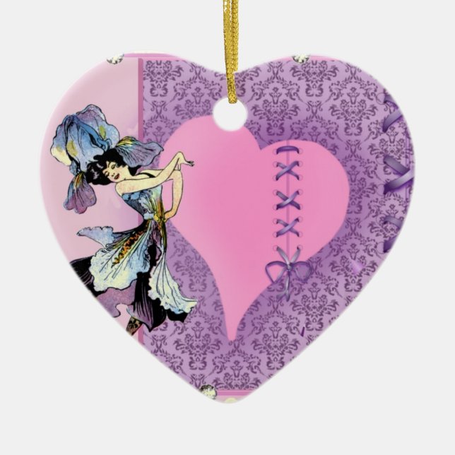 Pretty Pink Flower Fairy Accessories - add name Ceramic Tree Decoration (Front)
