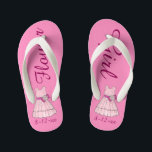 Pretty Pink Flower Girl Dress Bridal Party Wedding Kid's Flip Flops<br><div class="desc">Flip flops feature an original marker illustration of a pretty pink flower girl dress, with FLOWER GIRL in a fun font. Great little gift for your wedding party! Simply personalise with the date of your event. Coordinating designs available for other bridal party members. Designer is available to create and upload...</div>