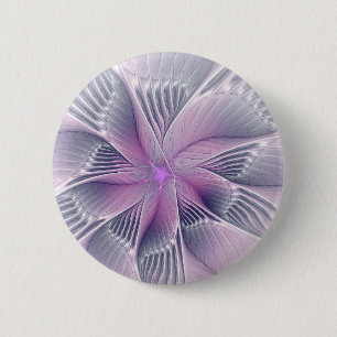 Pretty Pink Flower Modern Abstract Fractal Art 6 Cm Round Badge