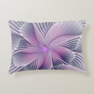 Pretty Pink Flower Modern Abstract Fractal Art Decorative Cushion