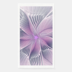 Pretty Pink Flower Modern Abstract Fractal Art Napkin