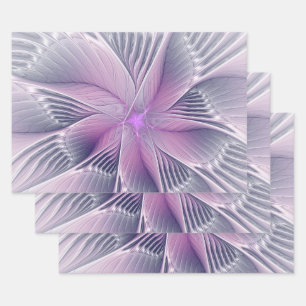 Pretty Pink Flower Modern Abstract Fractal Art Wrapping Paper Sheet