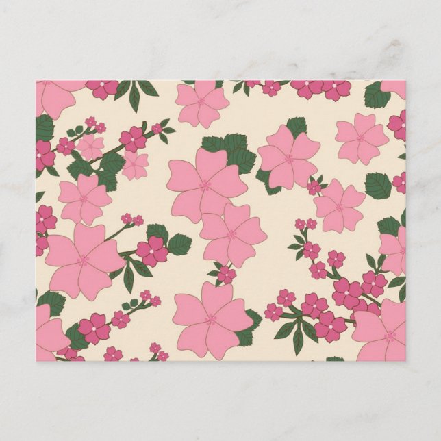 Pretty Pink Flower Pattern Postcard (Front)