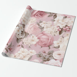 Pretty Pink Flower Pattern Wrapping Paper