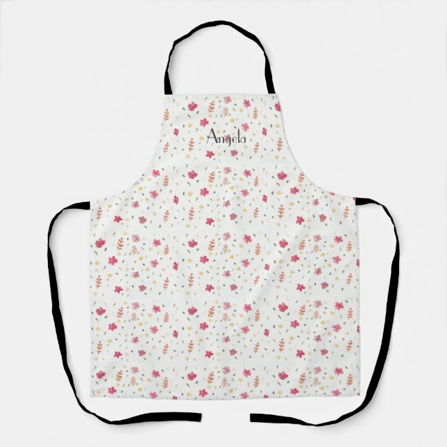 Pretty Pink Flower Patterned Apron (Front)