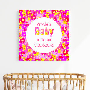 Pretty Pink Flower Personalised Baby Shower Poster