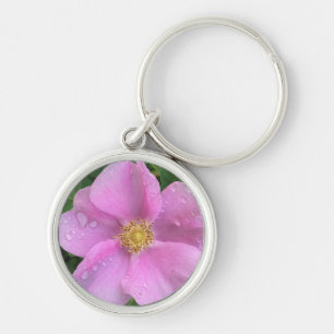 Pretty Pink Flower Photo Refreshing Raindrop Petal Key Ring