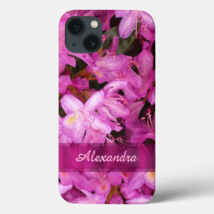 Pretty pink flower photograph personalised iPhone 13 case
