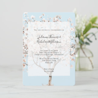 Pretty Pink Flowering Tree Wedding Invitation