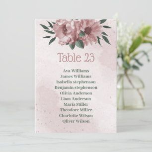 pretty pink flowers botanical seating chart card