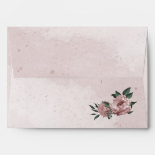 pretty pink flowers botanical wedding envelope