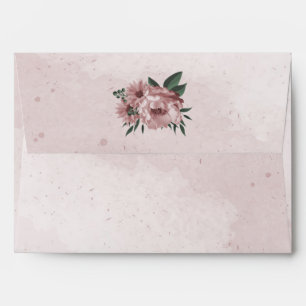 pretty pink flowers botanical wedding envelope