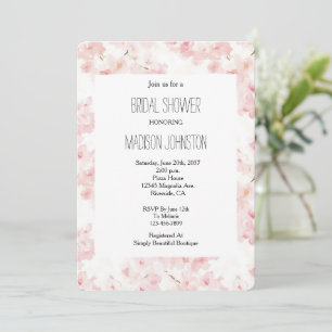 Pretty Pink Flowers Bridal Shower Invitation