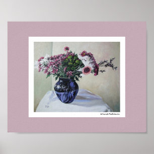 Pretty pink flowers classic floral art painting poster