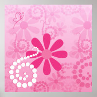 Pretty Pink Flowers Cute Retro Daisy Pattern