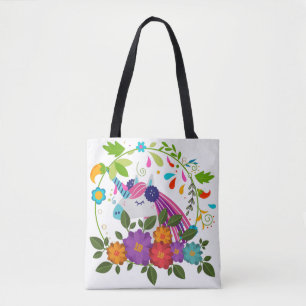Pretty Pink Flowers Cute Unicorn Christmas Xmas Tote Bag