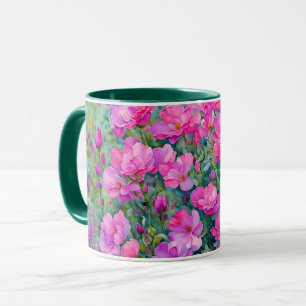 Pretty Pink Flowers Floral Art Mug Cup