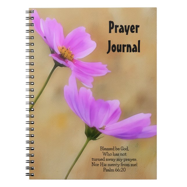 Pretty Pink Flowers Floral Prayer Journal Notebook (Front)